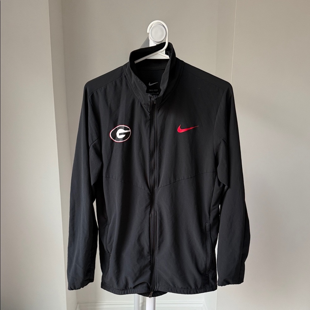 Nike UGA Men's Black Windbreaker with Red Logo